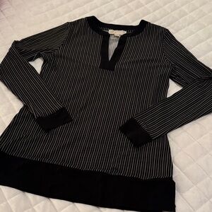 MICHAEL Michael Kors Black and Gray Striped Top